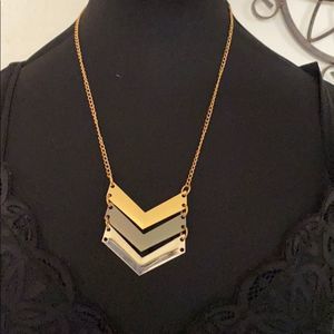 Vintage gold/silver/gunmetal chevron necklace